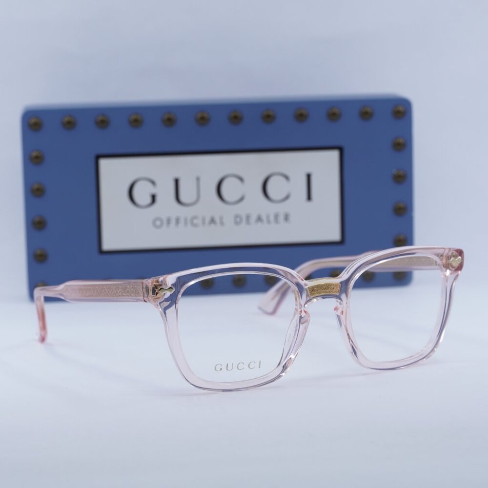 Gucci GG0184O 013 Square Eyeglasses - Transparent Pink 50mm - Picture 6 of 12